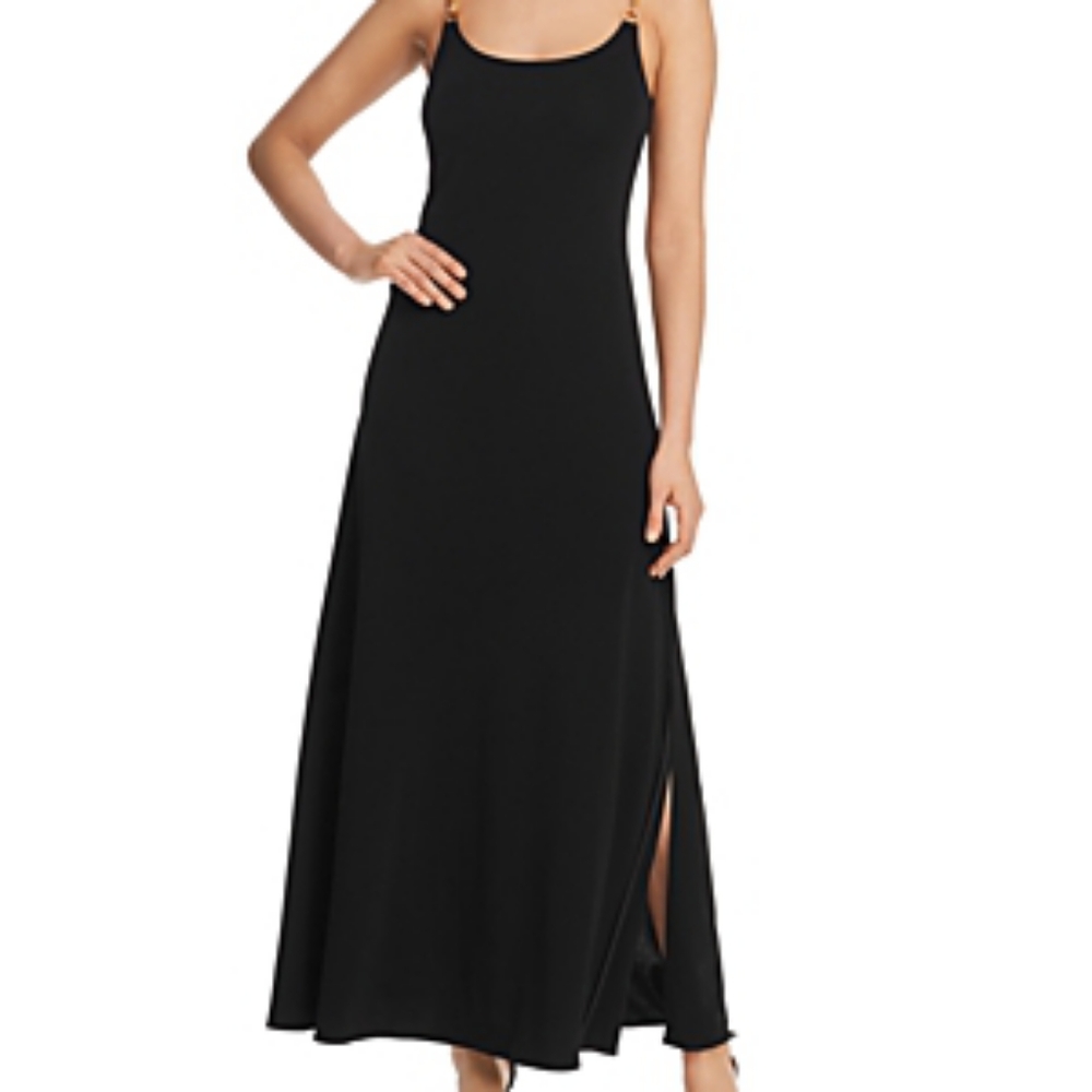 Tory burch black viscose jersey gold clip chain